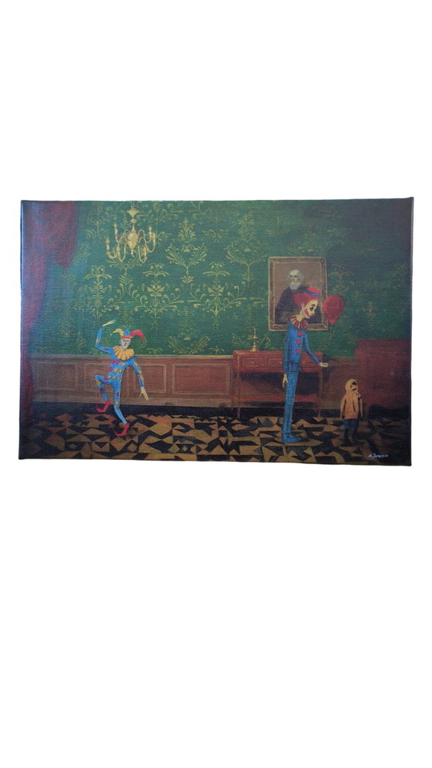Tablou Clovnul 40x60cm Print Digital pe Canvas cu cadru lemn, dupa pictura mea originala