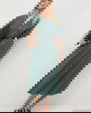 Medicine rochie evazată cu amestec de vâscoză