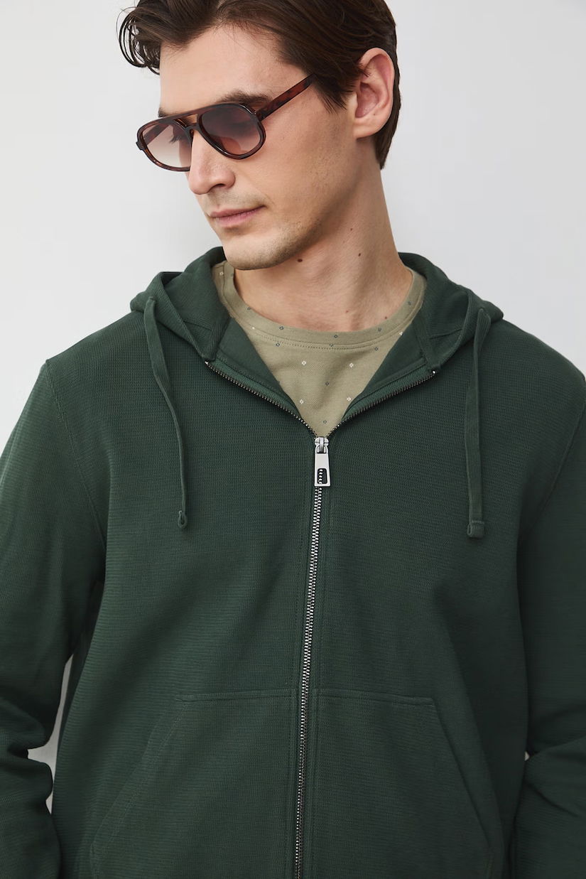 Medicine hanorac cu fermoar și glugă pentru bărbați, din bumbac cu elastan