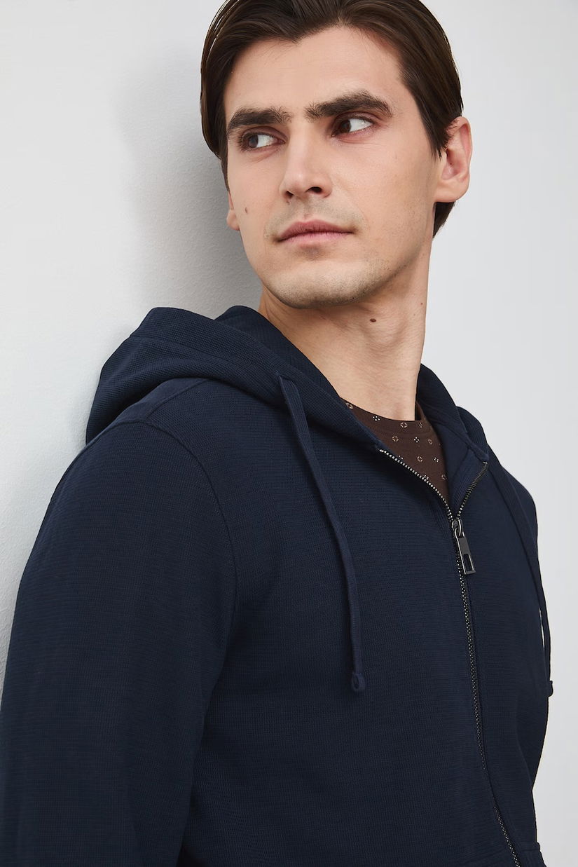 Medicine hanorac cu fermoar și glugă pentru bărbați, din bumbac cu elastan