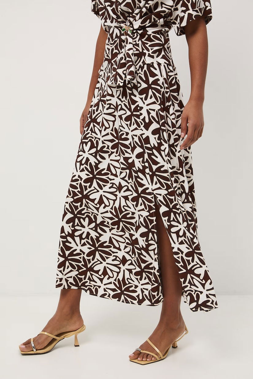 Medicine fustă cu crăpătură cu vâscoză