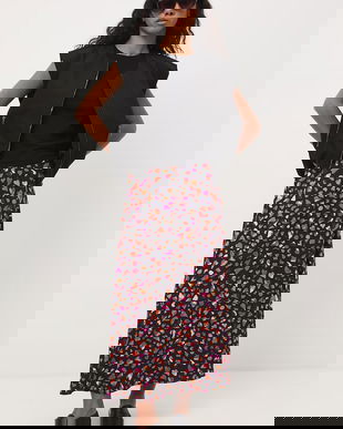 Medicine fustă cu crăpătură cu vâscoză