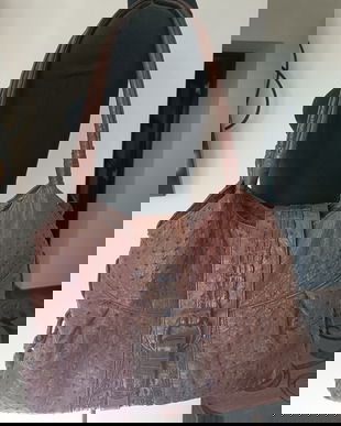 Geanta din piele de struț și crocodil