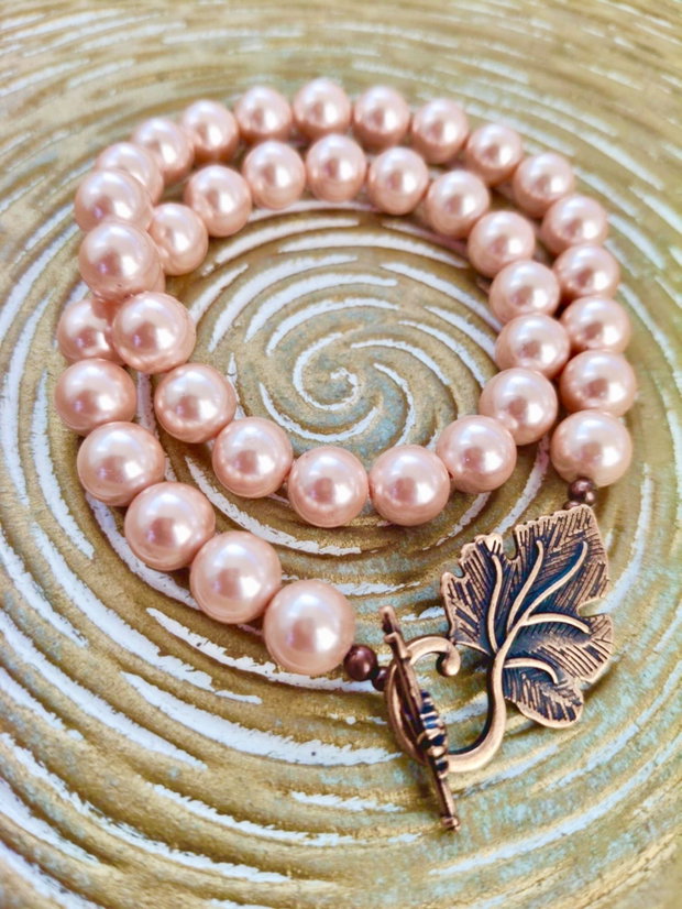 Colier CHOKER perle de Mallorca crem somon