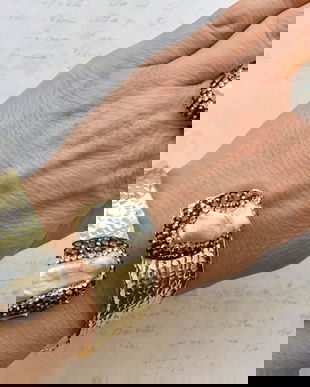 Set perle baroc, marcasite & alama placata cu aur