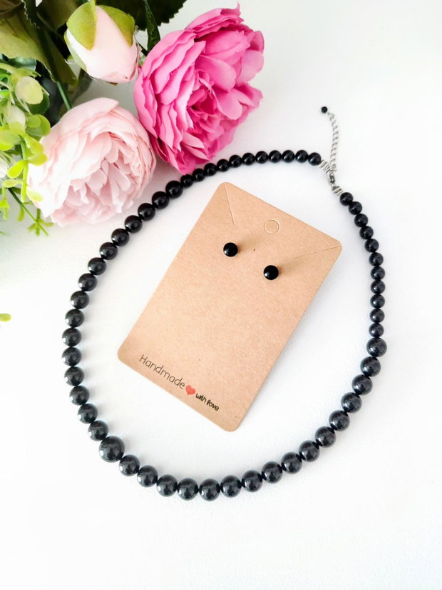 Set bijuterii perle Swarovski negre Mystic Black