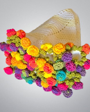 Păturica  buchet de trandafiri colorați