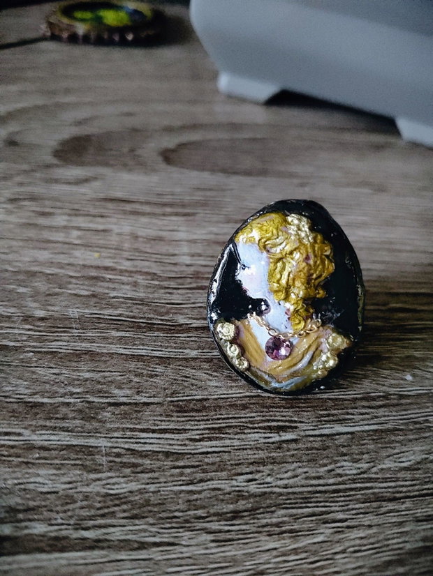 Inel argint si lut maro