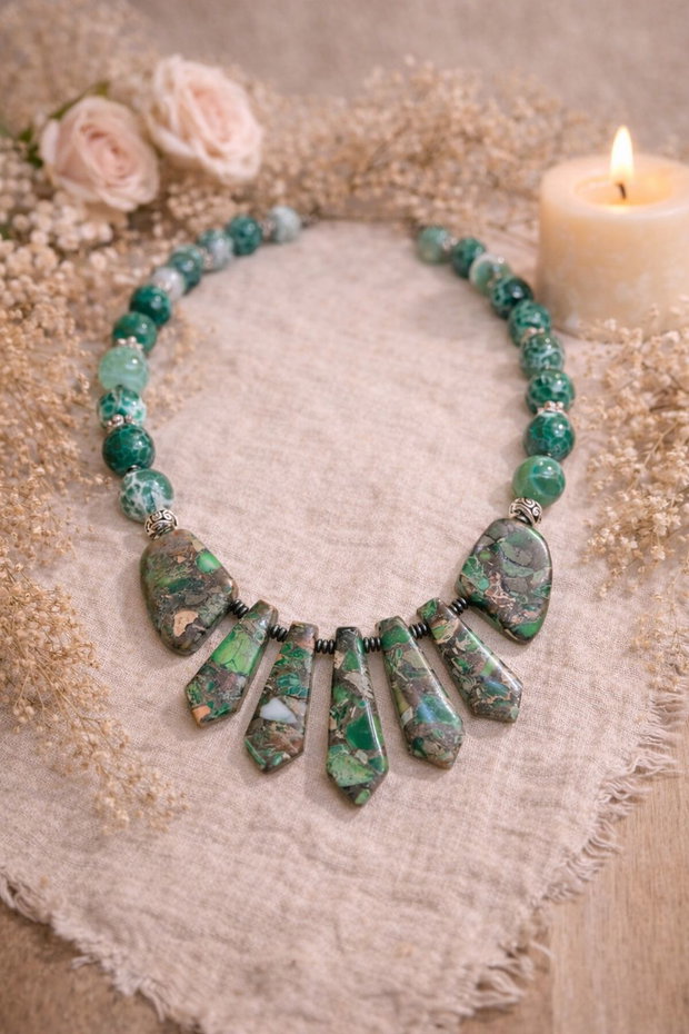 SET~ENCHANTED FOREST~ agate crabfire,sediment de jasp,inox