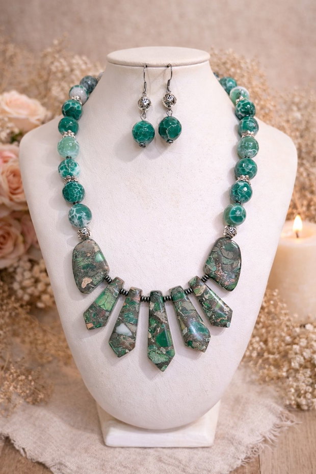SET~ENCHANTED FOREST~ agate crabfire,sediment de jasp,inox