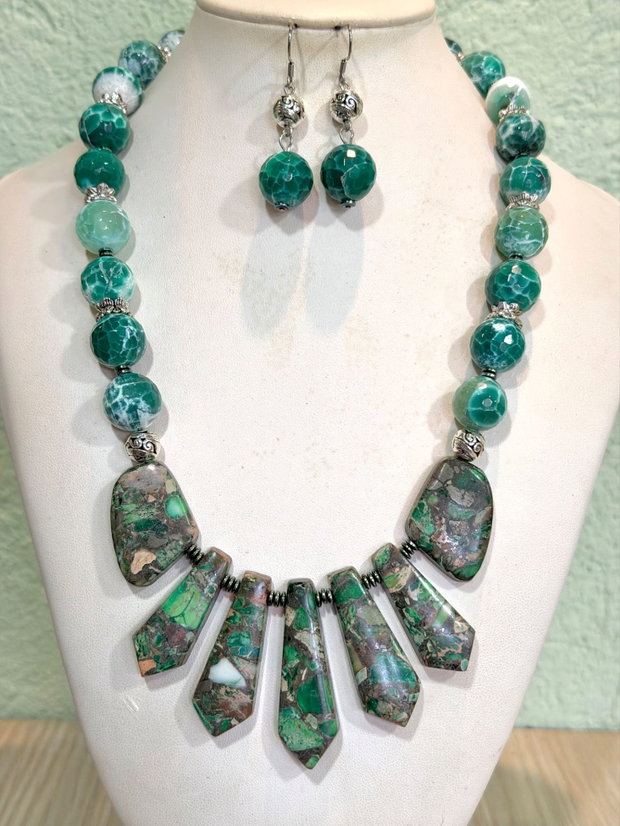 SET~ENCHANTED FOREST~ agate crabfire,sediment de jasp,inox