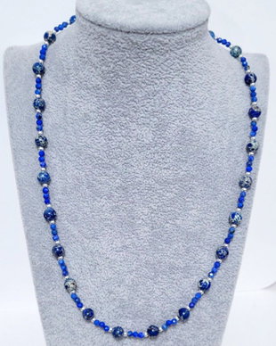 Colier argint 925 cu lapis lazuli, hematit si regalit