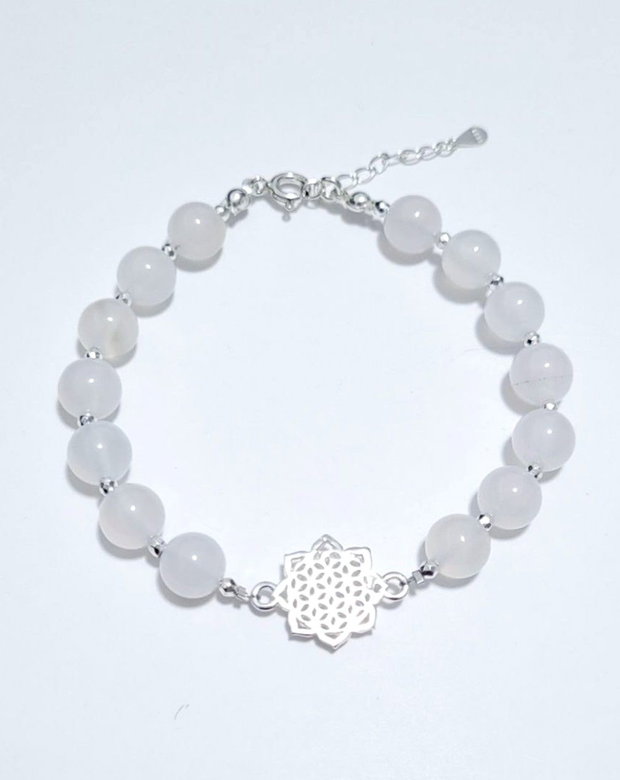 Bratara argint 925 cu onix alb si hematit