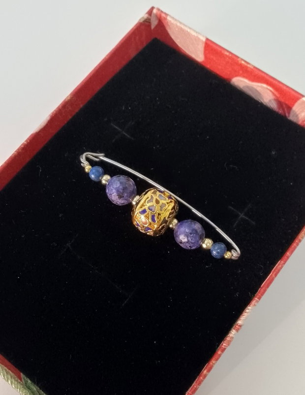 Broșă cloisonnee aurita, sodalit și lapislazuli