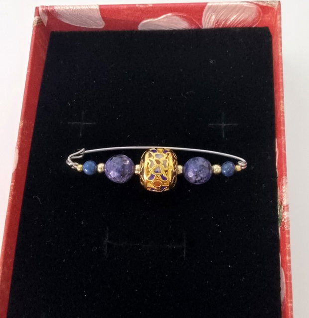 Broșă cloisonnee aurita, sodalit și lapislazuli