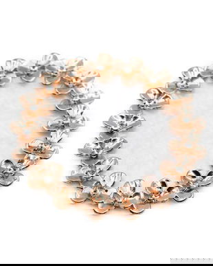 Paletă din piatră, rotundă cu flori și pietre, alb + margine aurie