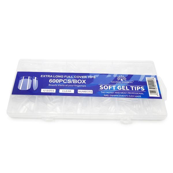 Tipsuri gel pentru extensia unghiilor, formă &bdquo;pătrat mediu&rdquo;, 600 buc