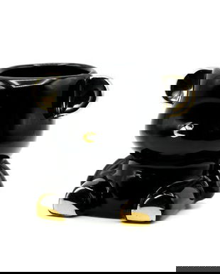 Organizator pentru pensule și pile, din ceramică, negru + aur