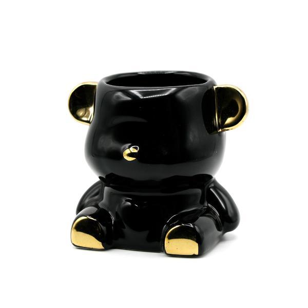 Organizator pentru pensule și pile, din ceramică, negru + aur