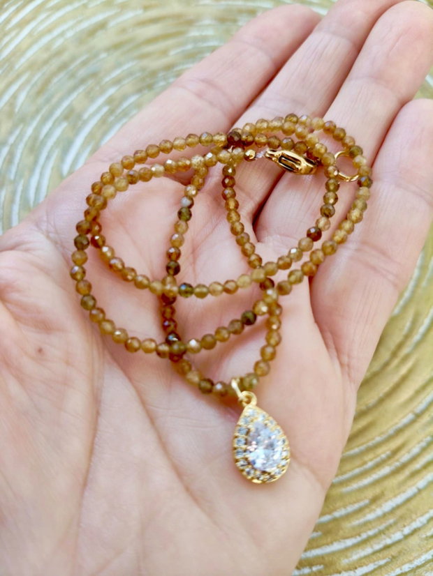 Colier CHOKER Turmalina aurie / galbena