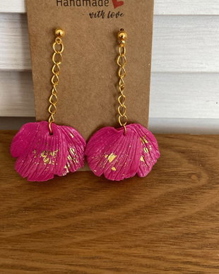 Cercei handmade roz