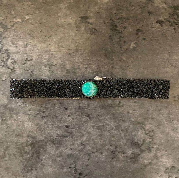 Choker gothic green stone
