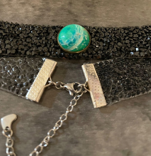 Choker gothic green stone