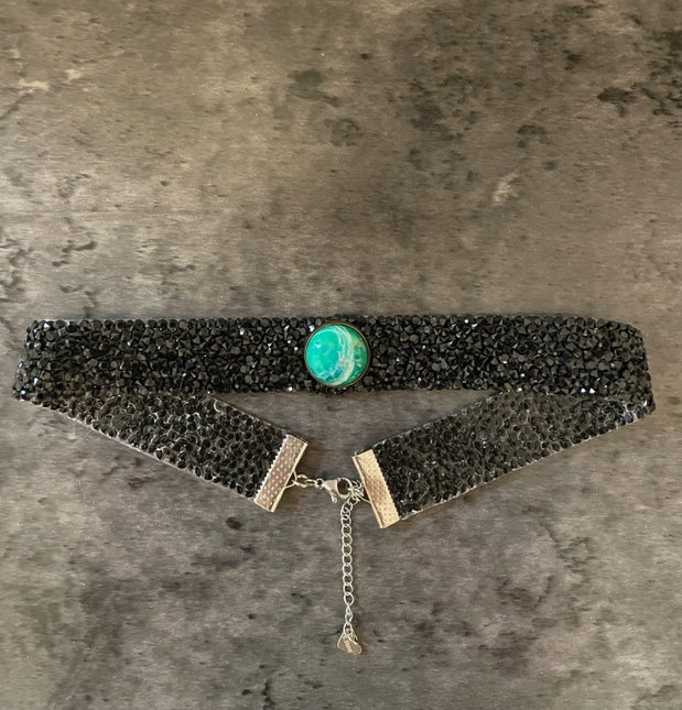 Choker gothic green stone