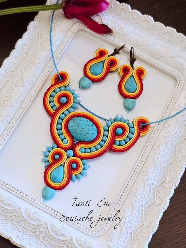 Set soutache cu turcoaz