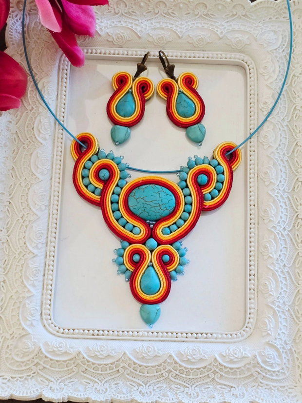 Set soutache cu turcoaz