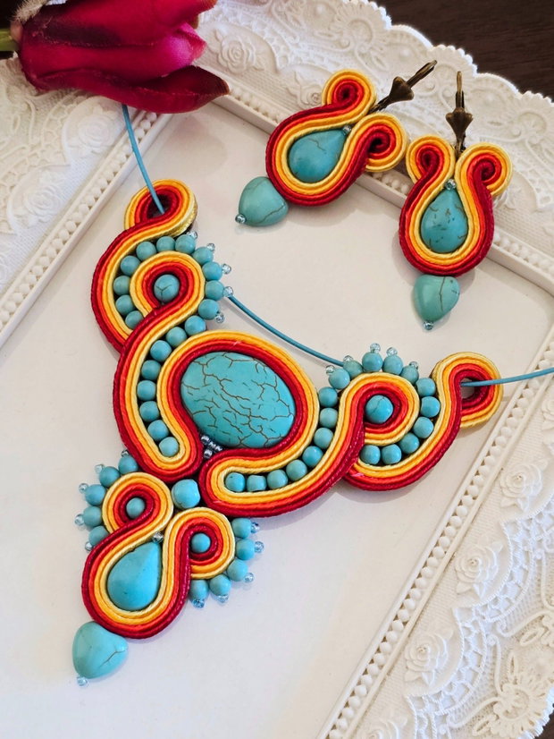Set soutache cu turcoaz