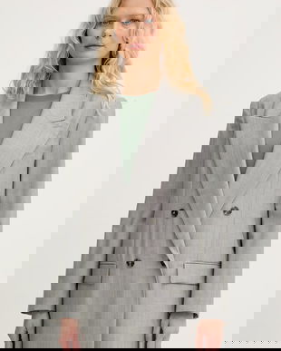 Marella sacou cu două rânduri de nasturi pentru femei, cu mătase CERA