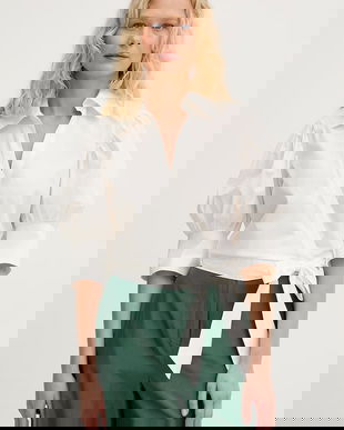 Twinset bluză petrecută pentru femei, din bumbac cu elastan