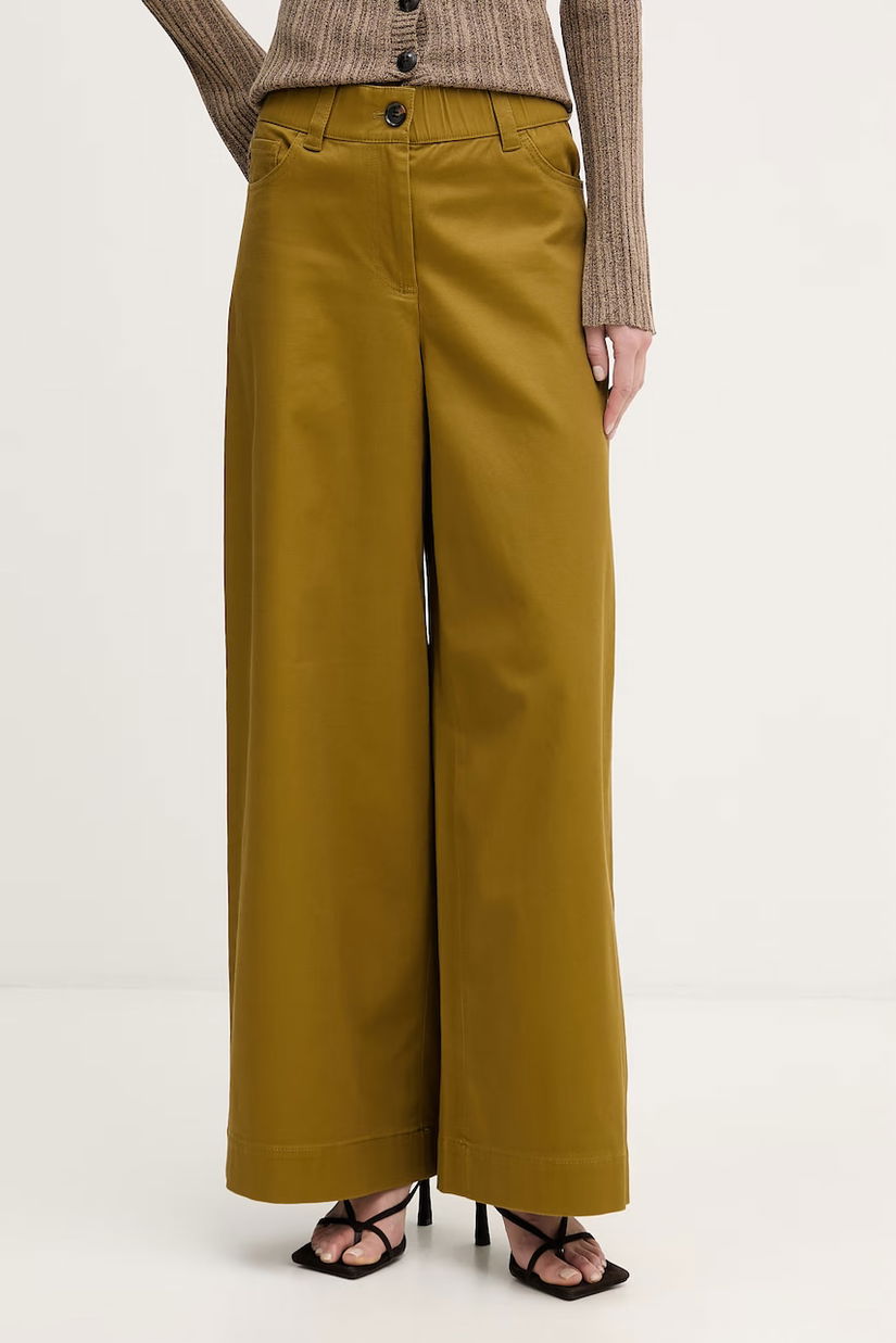 Sisley pantaloni wide leg pentru femei, din bumbac cu elastan