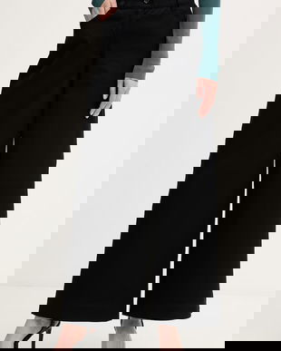 Sisley pantaloni wide leg pentru femei, din bumbac cu elastan