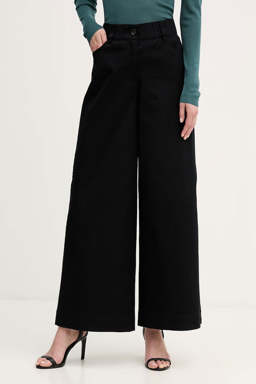 Sisley pantaloni wide leg pentru femei, din bumbac cu elastan