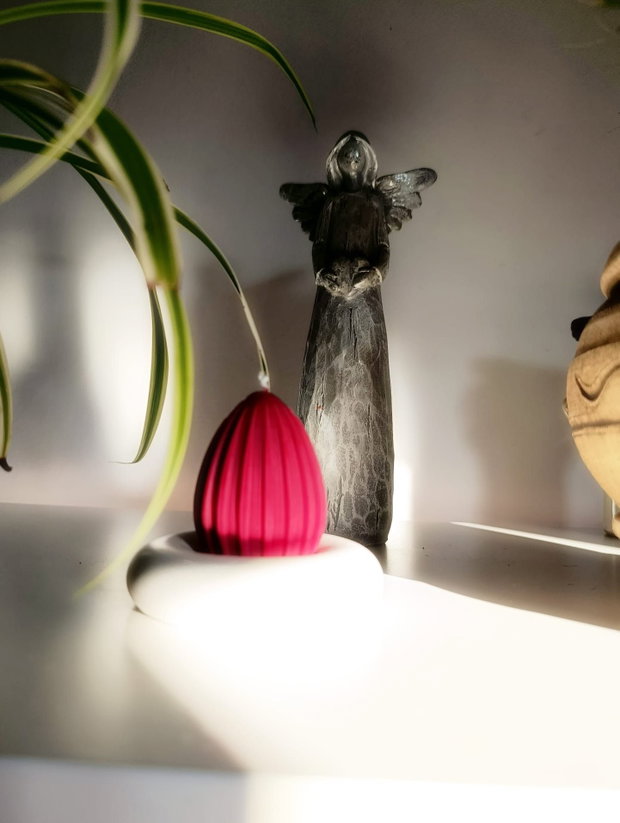 Suport lumânare din praf ceramic alb