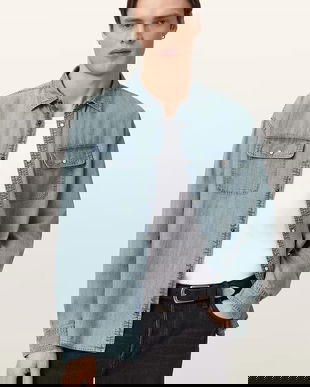 AllSaints Cămașă bărbătească din denim GRIBBS