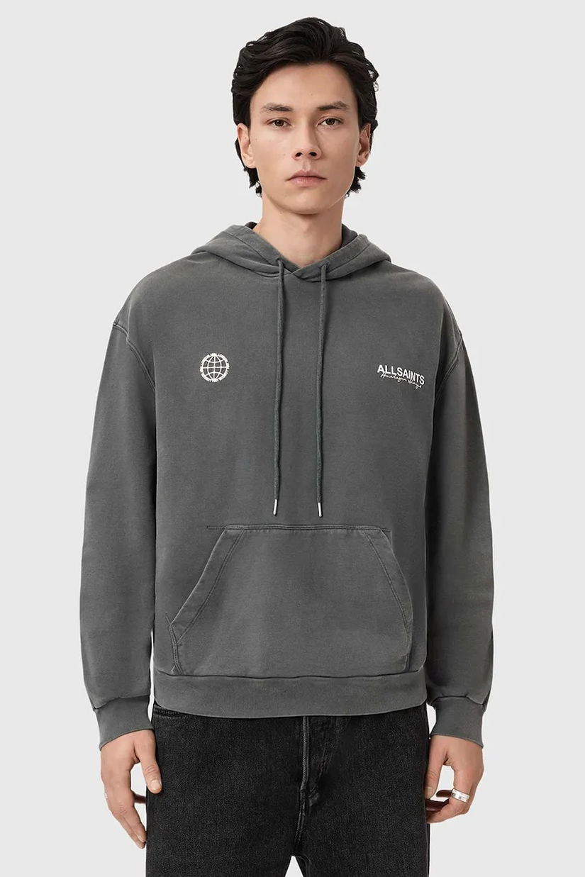 AllSaints hanorac cu glugă bărbătesc din bumbac EMBLEM