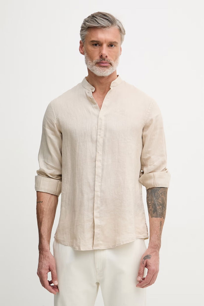 Armani Exchange cămașă bărbătească din in