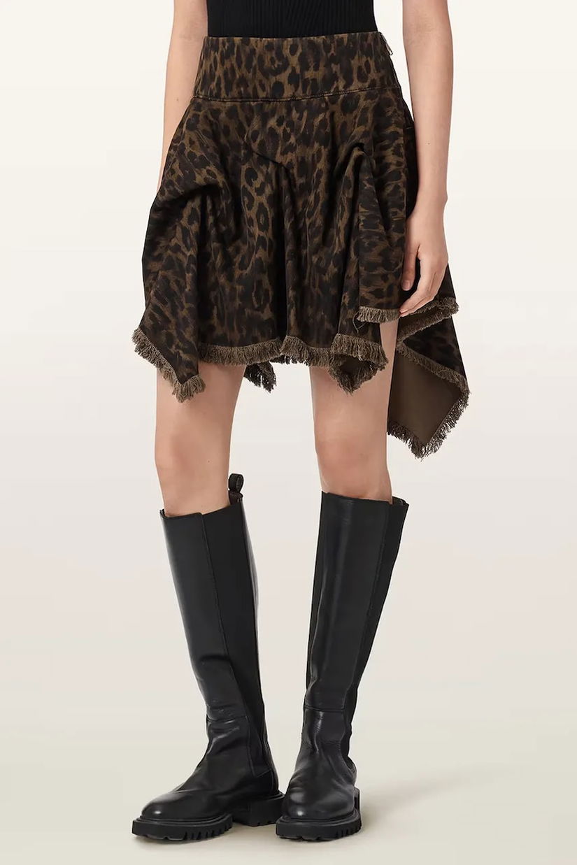 AllSaints fustă asimetrică CRISSY