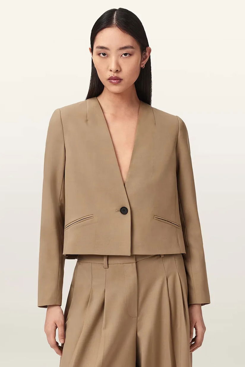 AllSaints sacou cu un singur rând de nasturi femei cu lână POPPY