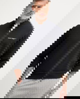 Armani Exchange hanorac cu fermoar pentru bărbați, din bumbac