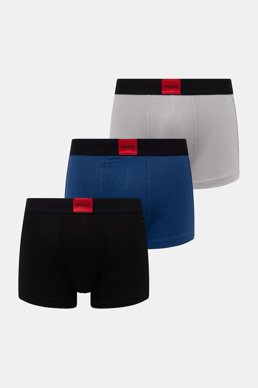 HUGO Boxeri bărbați din bumbac cu elastan TRUNK TRIPLET GALAXY pachet de 3