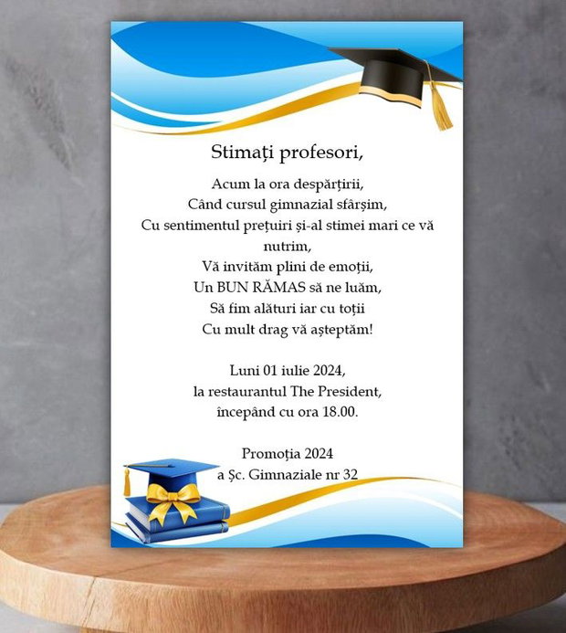 Invitații banchet model diplomă cu tocă