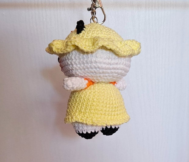 Breloc Ursulet Panda cu palarie de ratusca Amigurumi Handmade