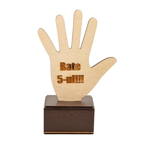 Trofeu din lemn, personalizat, cu mesaj, Piksel, pe suport din HDF,  22X14 cm