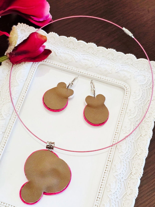 Set soutache alb-roz-fucsia