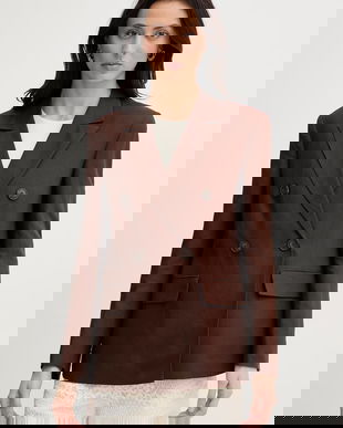 Twinset sacou cu un singur rând de nasturi pentru femei, din in