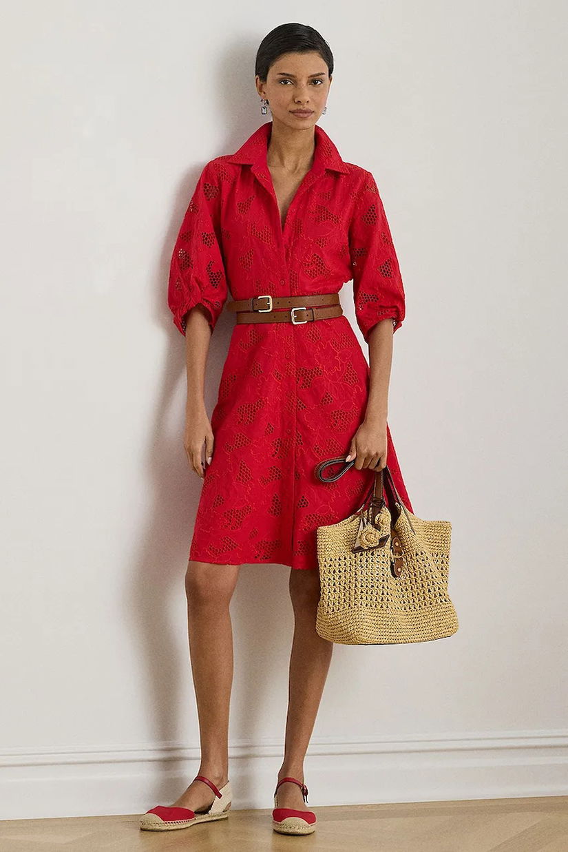 Lauren Ralph Lauren rochie tip cămașă din bumbac